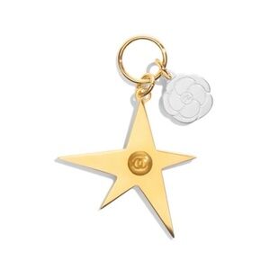 Chanel Star and Camellia Bag Charm Gold Silver Mixed Metal CC Logo Keychain
